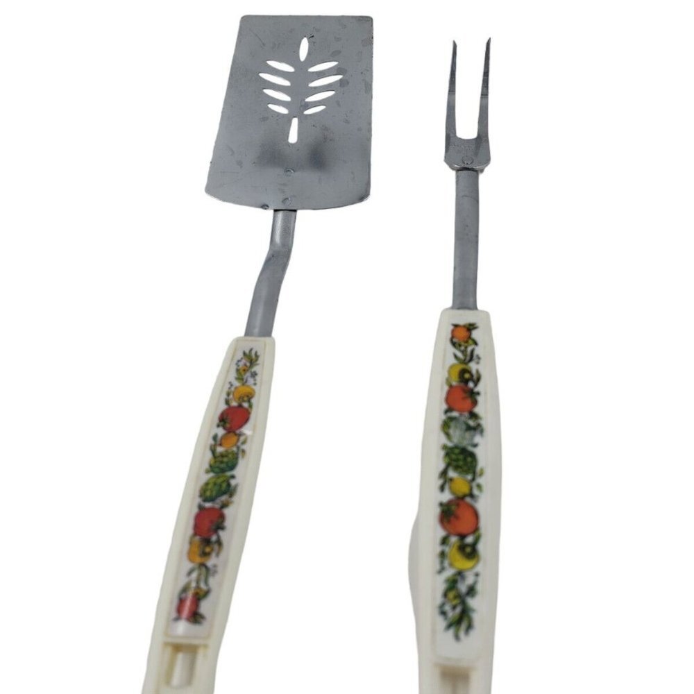 Vintage SPICE of LIFE utensil lot slotted metal spatula and meat fork